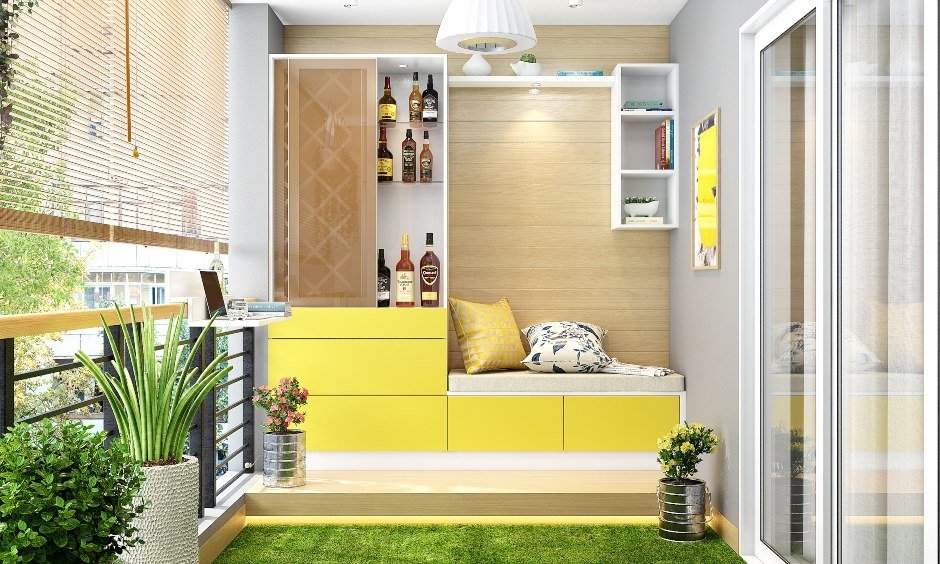 balcony design with smart bar unit